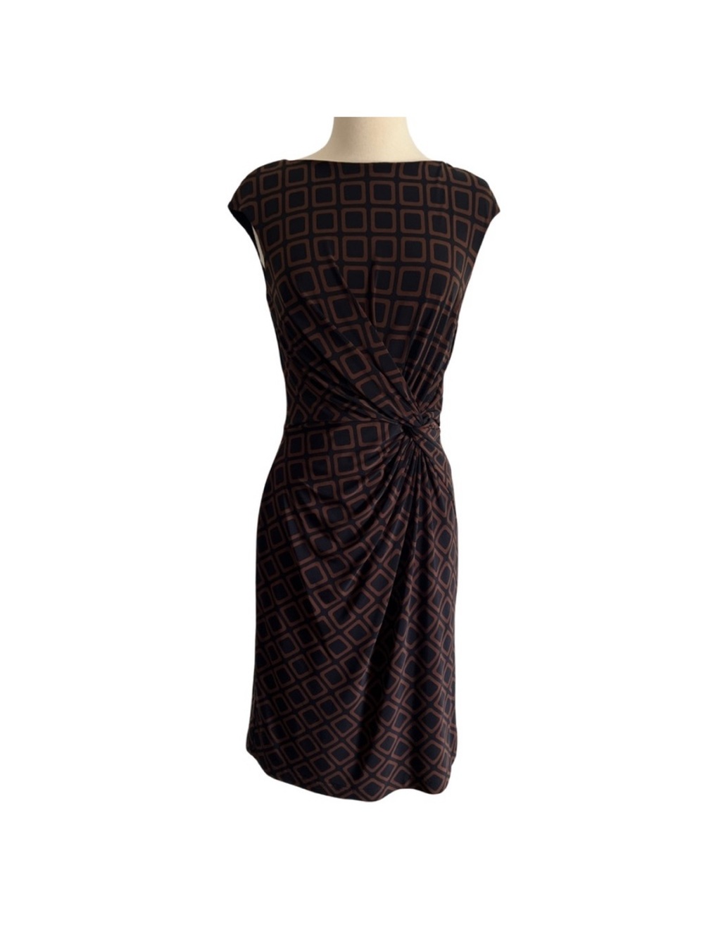 Lauren Ralph Lauren Geometric Twist Front Draped Dress M